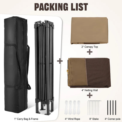 Pop Up Gazebo 12x12 Backyard Canopy Tent with Mosquito Netting Steel Frame Portable Event Shelter