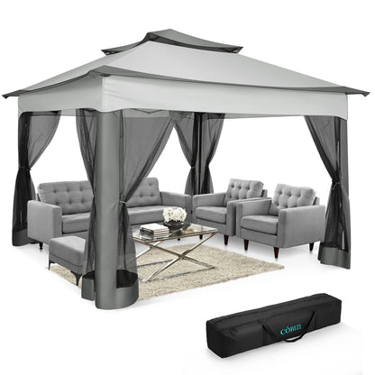 Pop Up Gazebo 12x12 Backyard Canopy Tent with Mosquito Netting Steel Frame Portable Event Shelter