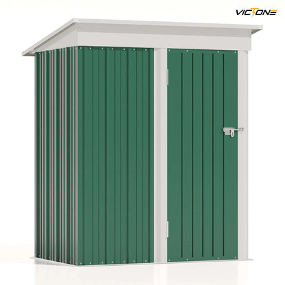 Outdoor Storage Shed With Sloping Roof And Lockable Door Metal Shed For Backyard Garden Patio Lawn