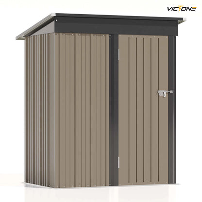 Outdoor Storage Shed With Sloping Roof And Lockable Door Metal Shed For Backyard Garden Patio Lawn