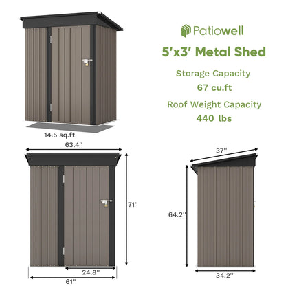 Outdoor Storage Shed With Sloping Roof And Lockable Door Metal Shed For Backyard Garden Patio Lawn