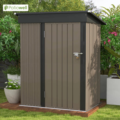 Outdoor Storage Shed With Sloping Roof And Lockable Door Metal Shed For Backyard Garden Patio Lawn