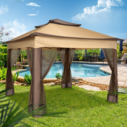 Pop Up Gazebo 12x12 Backyard Canopy Tent with Mosquito Netting Steel Frame Portable Event Shelter