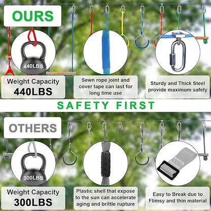 Backyard Ninja Obstacle Course Adjustable Kids Training Set with Monkey Bars and Climbing Obstacles