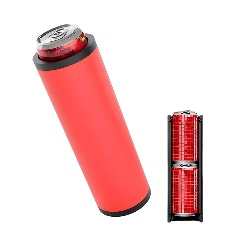 Portable Beverage Can Holder Drink Insulator Storage Container Holds Two Cans for Outdoor Party Camping Reusable Plastic Cooler with Secure Lid