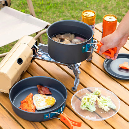 Portable Cookware Cookset Camp Cookware Set Camping Cooking Set Non Stick Camping Cookware Camping Cooking Pot Set with Kettle