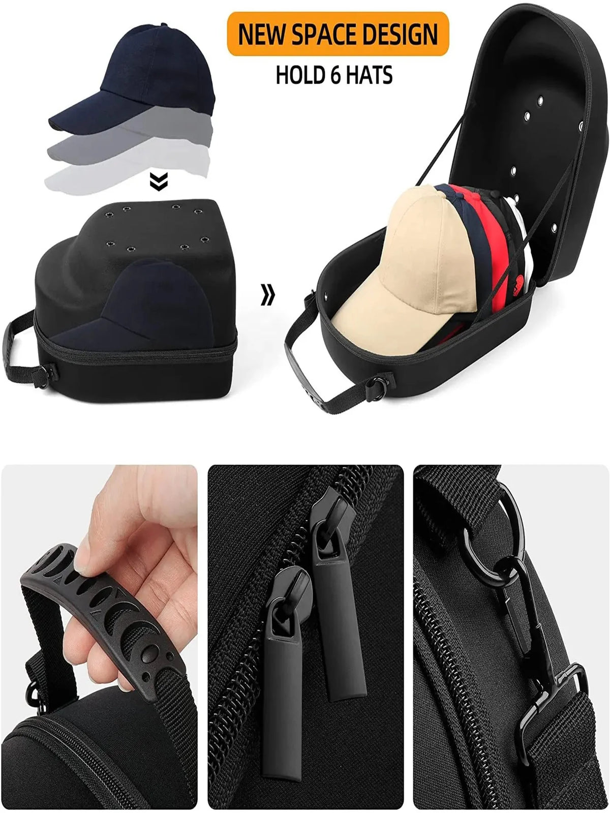 Portable Outdoor Travel Hat Carrier Case Hard Shell Storage Box For Baseball Caps Carrying Bag