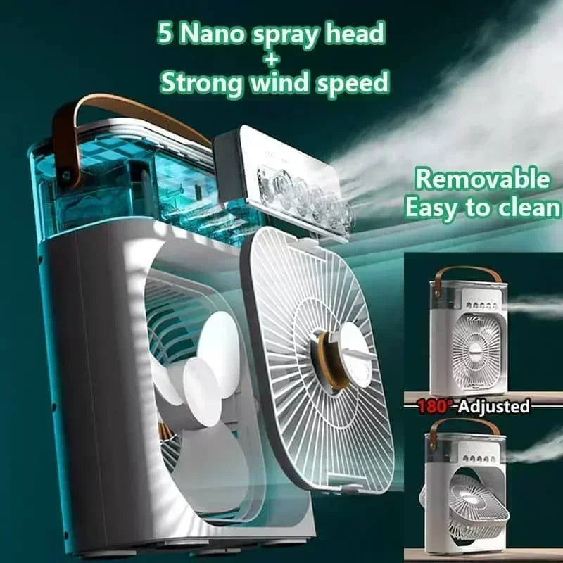 Air Cooler Fan Portable Cooling Fan with Mist 3 in 1 Personal Air Cooler Fan Evaporative Cooling Portable for Office Home Use
