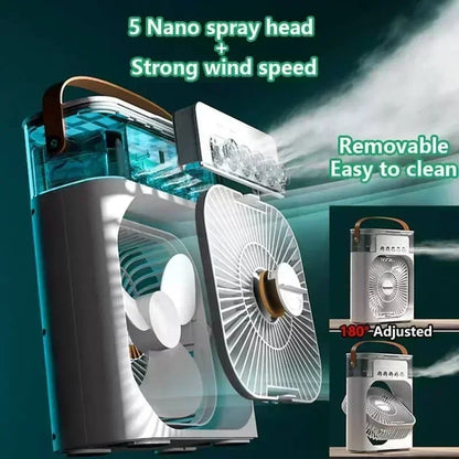Air Cooler Fan Portable Cooling Fan with Mist 3 in 1 Personal Air Cooler Fan Evaporative Cooling Portable for Office Home Use