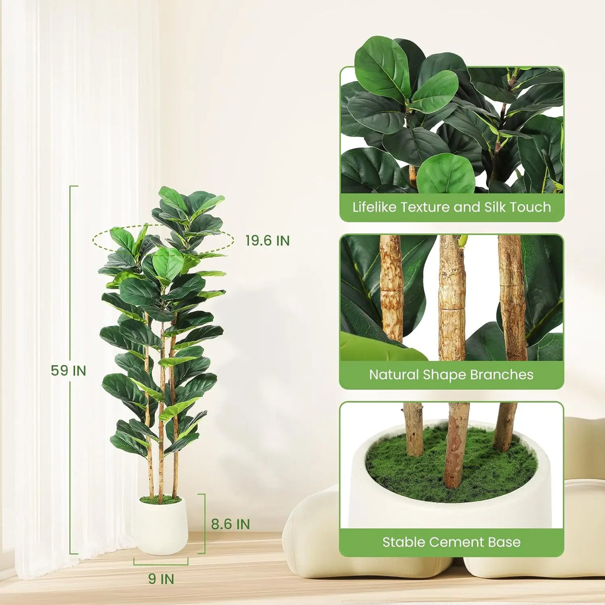 Outdoor Artificial Plant Decorative Artificial Tree Floor Standing Polyester Display Plant