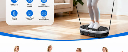 Vibration Plate Exercise Machine With 120 Speed Levels 9 Preset Programs For Home Fitness Fat Burning And Muscle Toning