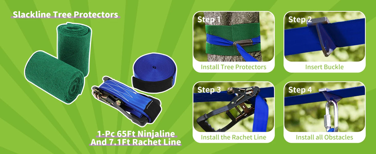 Backyard Ninja Obstacle Course Adjustable Kids Training Set with Monkey Bars and Climbing Obstacles