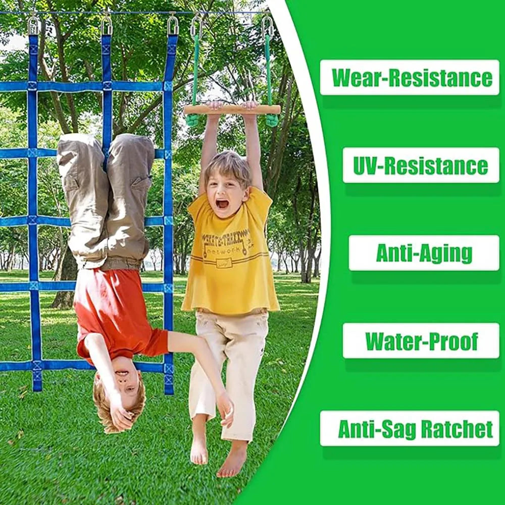 Backyard Ninja Obstacle Course Adjustable Kids Training Set with Monkey Bars and Climbing Obstacles