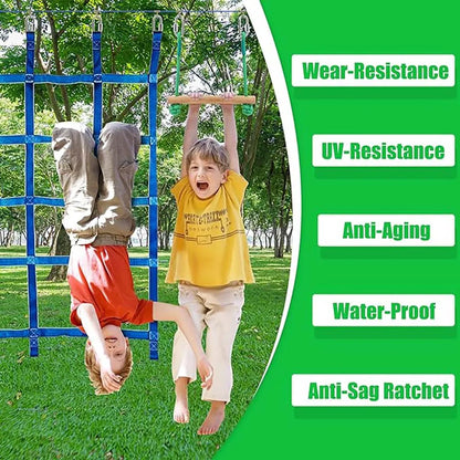 Backyard Ninja Obstacle Course Adjustable Kids Training Set with Monkey Bars and Climbing Obstacles