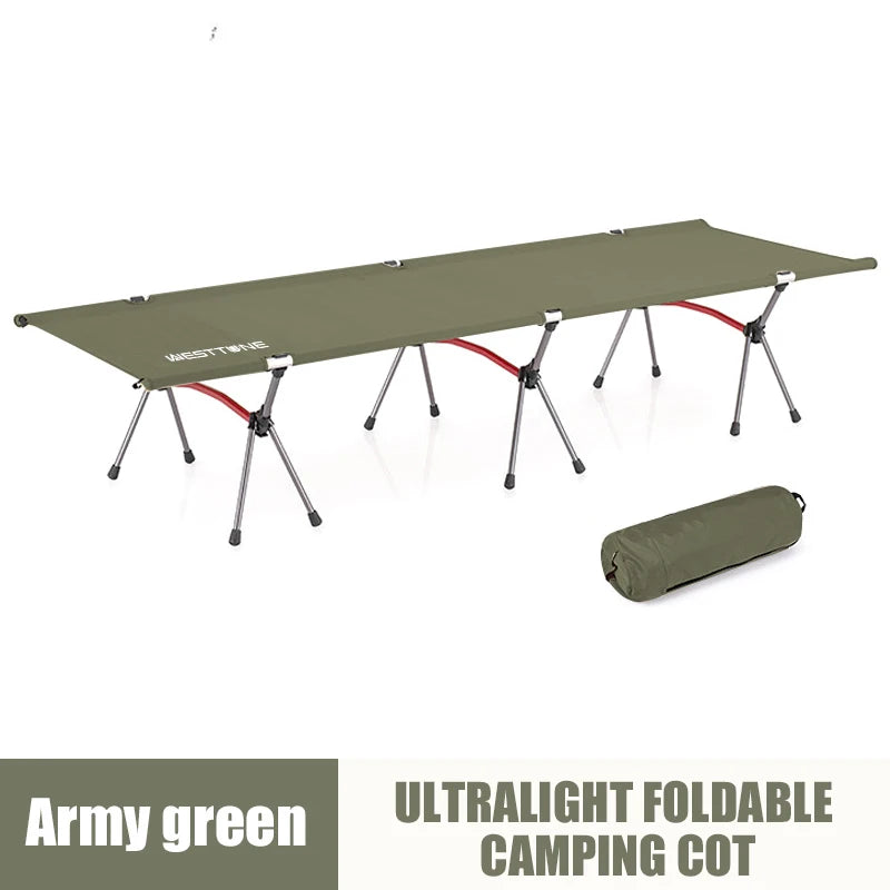 Ultralight Camping Cot Portable Folding Camp Bed with Adjustable Height Aluminum Frame