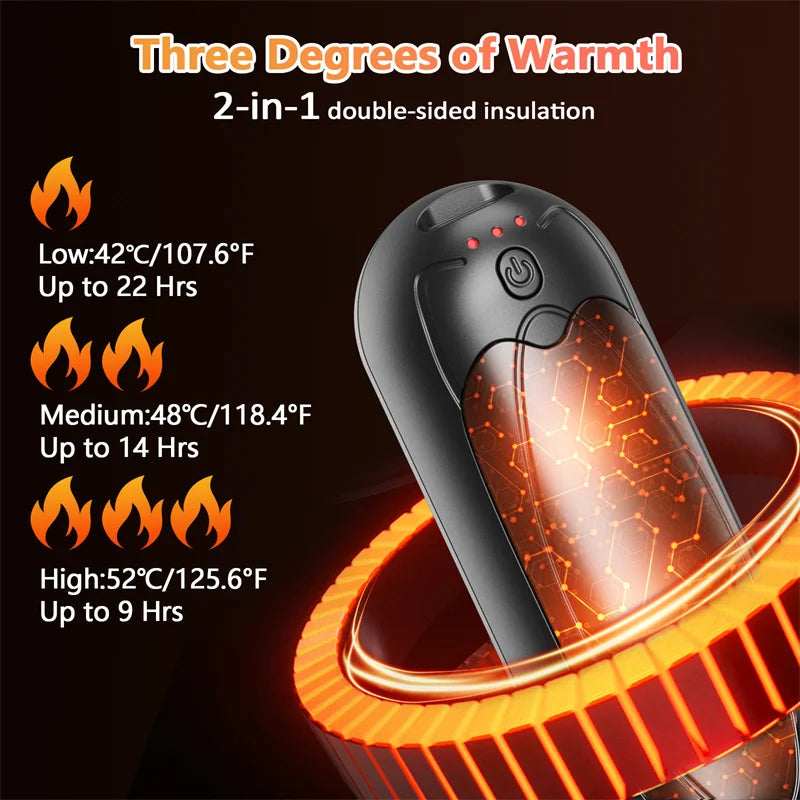 Portable Hand Warmers 7000mAh Rechargeable with Double Side Heating 3 Levels for Outdoor Hunting Christmas Gifts