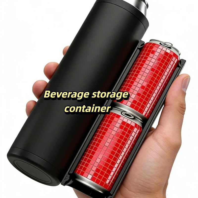 Portable Beverage Can Holder Drink Insulator Storage Container Holds Two Cans for Outdoor Party Camping Reusable Plastic Cooler with Secure Lid