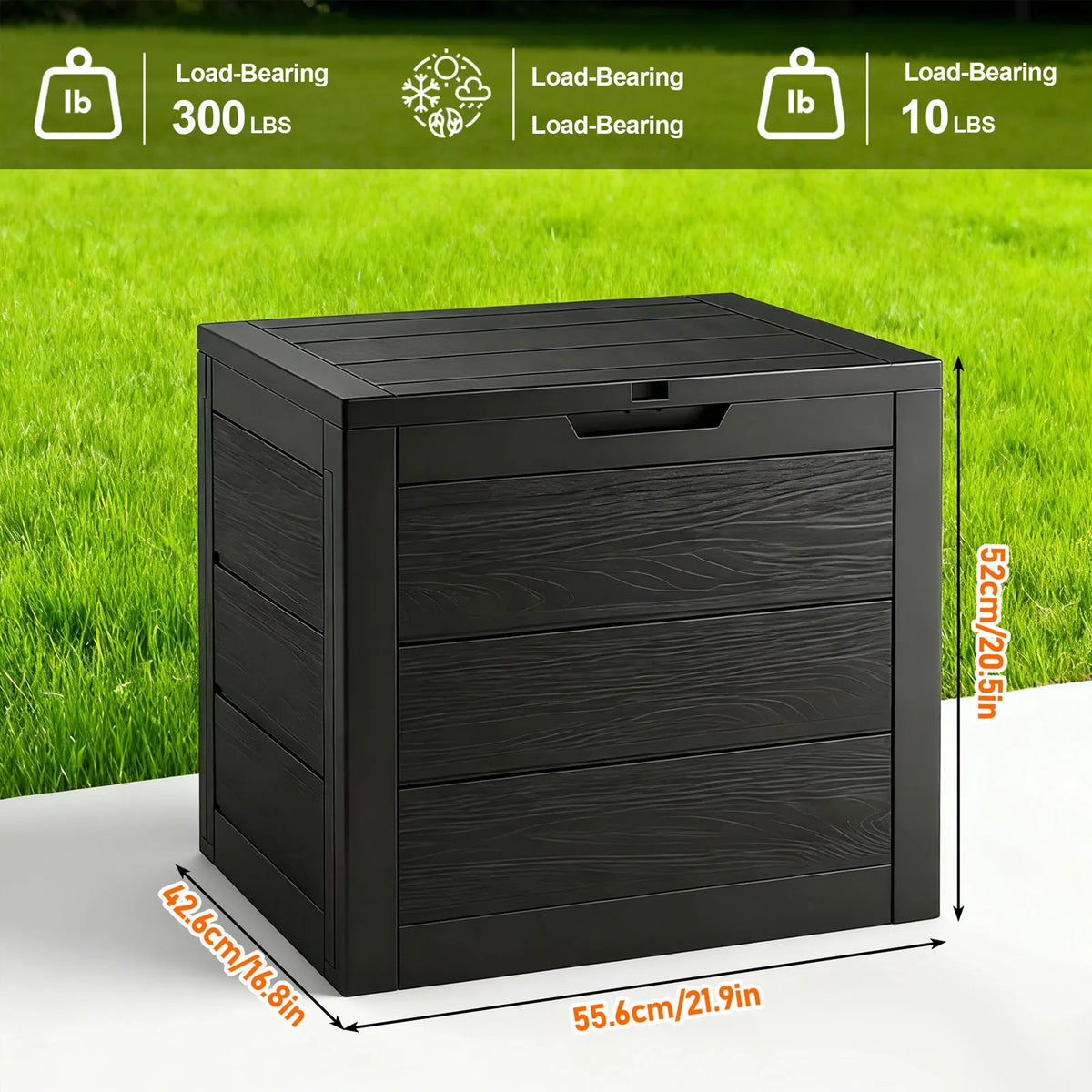 Outdoor Deck Box With Lockable Lid And Heavy Duty Hinged Door White And Green Plastic Storage Container