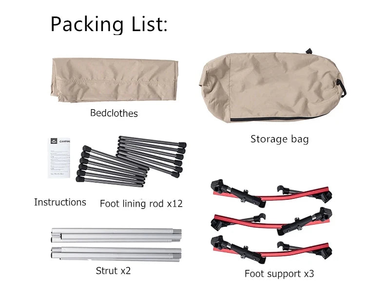 Ultralight Camping Cot Portable Folding Camp Bed with Adjustable Height Aluminum Frame