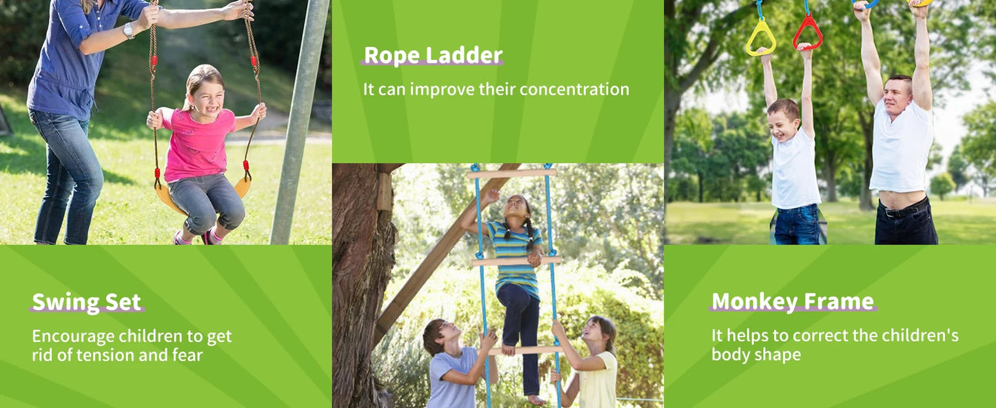 Backyard Ninja Obstacle Course Adjustable Kids Training Set with Monkey Bars and Climbing Obstacles