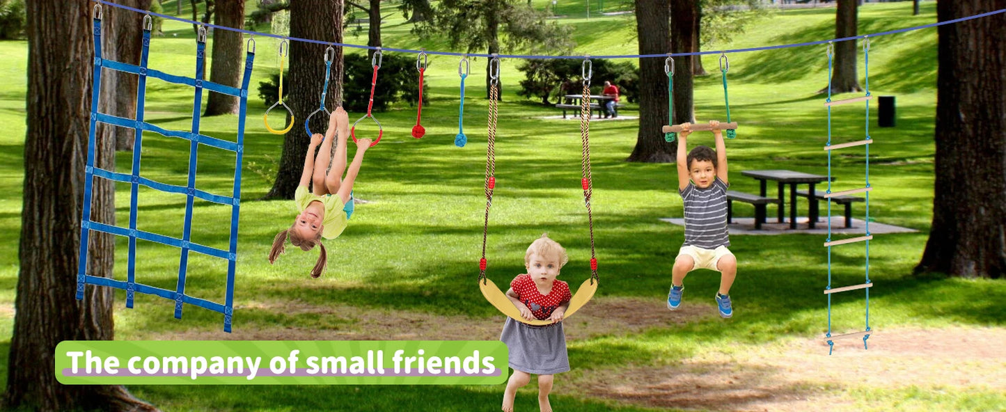 Backyard Ninja Obstacle Course Adjustable Kids Training Set with Monkey Bars and Climbing Obstacles