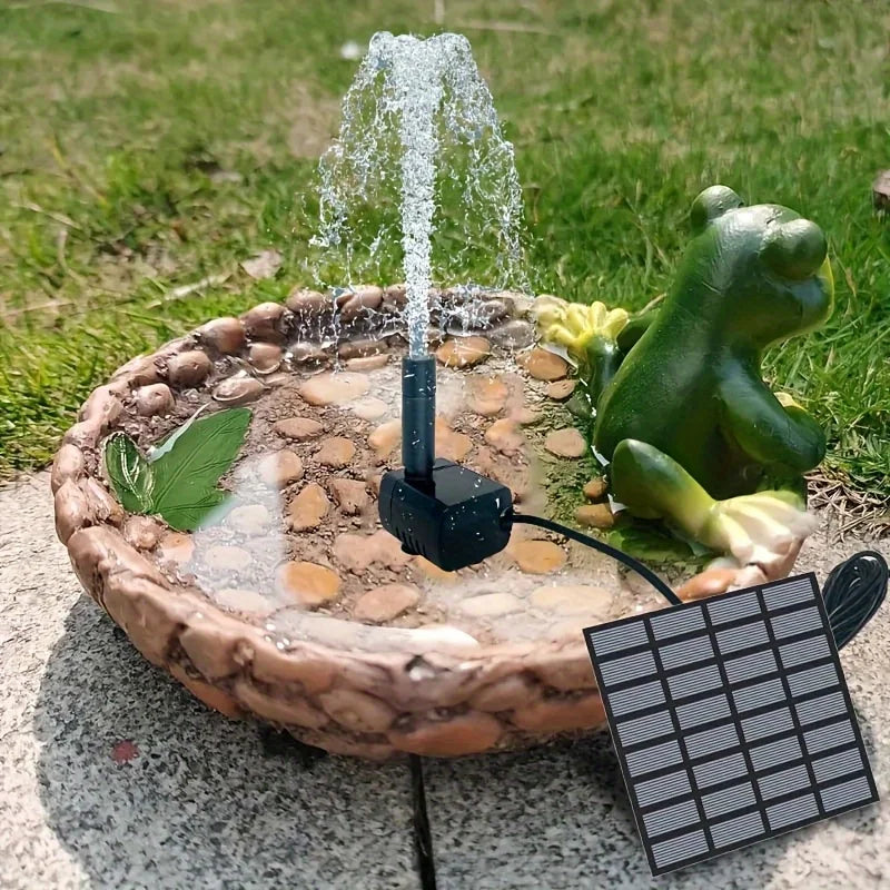 Outdoor Fountain Solar Floating Water Pump with 6 Spray Nozzles for Garden Pond and Bird Bath