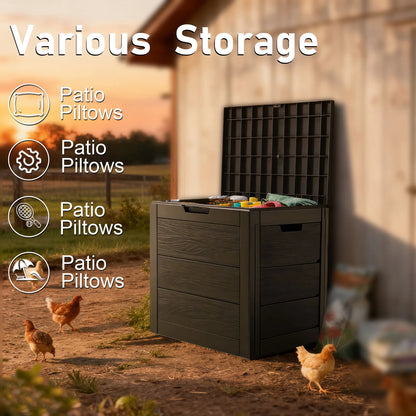 Outdoor Deck Box With Lockable Lid And Heavy Duty Hinged Door White And Green Plastic Storage Container