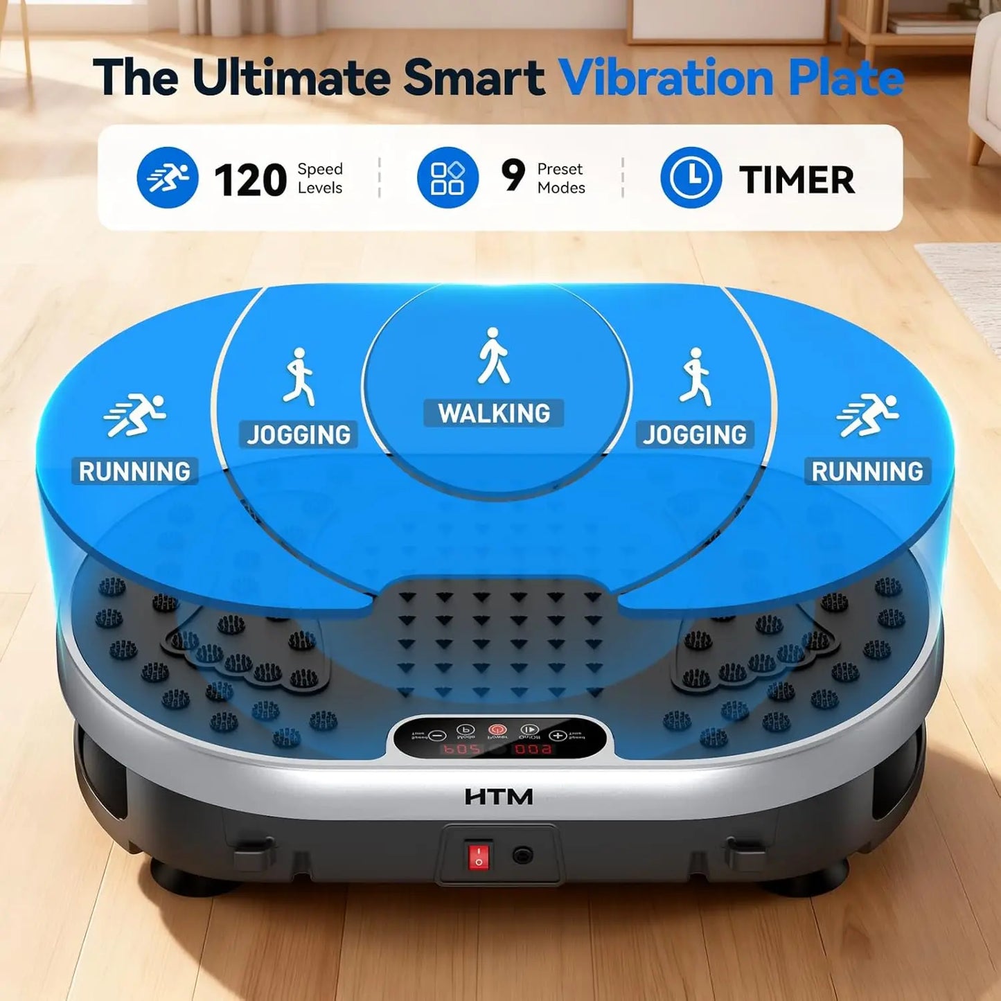 Vibration Plate Exercise Machine With 120 Speed Levels 9 Preset Programs For Home Fitness Fat Burning And Muscle Toning