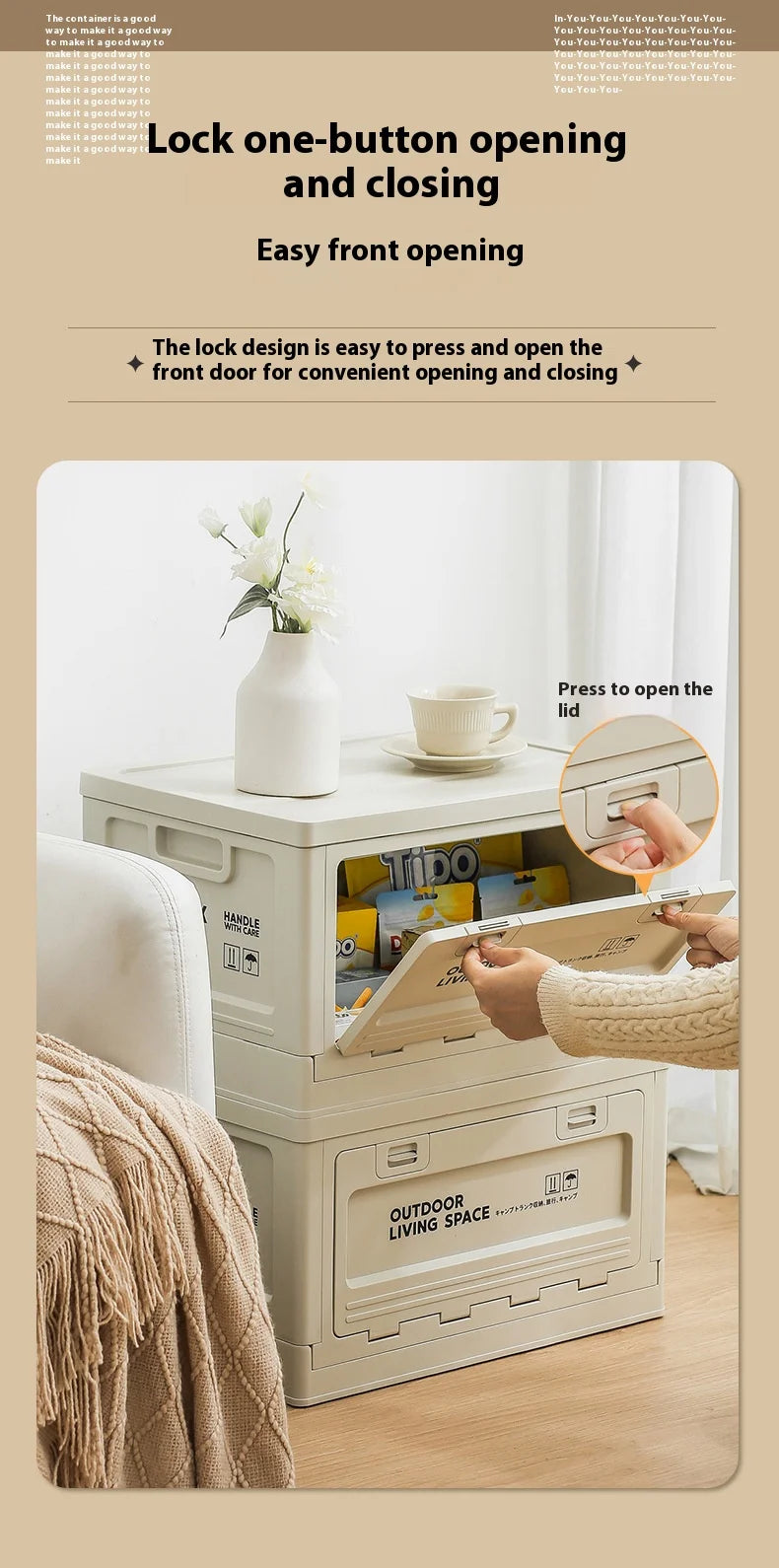 Outdoor Camping Folding Storage Box For Bedroom And Car Mounted Plastic Storage Cabinet For Clothes And Toys