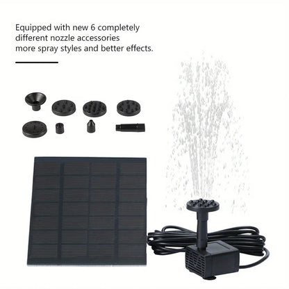 Outdoor Fountain Solar Floating Water Pump with 6 Spray Nozzles for Garden Pond and Bird Bath