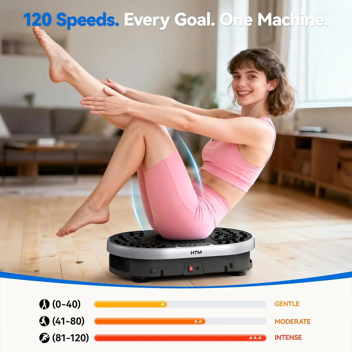Vibration Plate Exercise Machine With 120 Speed Levels 9 Preset Programs For Home Fitness Fat Burning And Muscle Toning