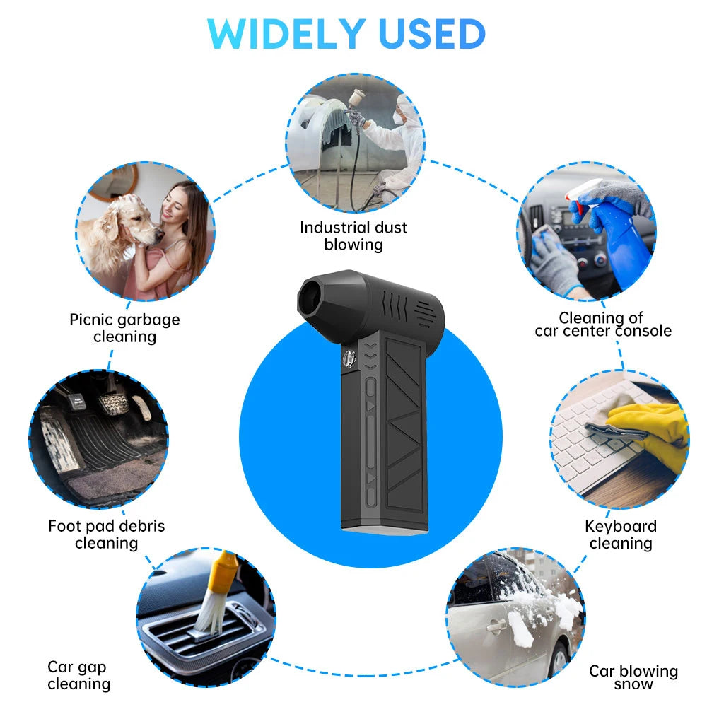 Cordless Air Duster Portable Turbo Air Blower with LED Light Rechargeable 3 Speed Cleaner