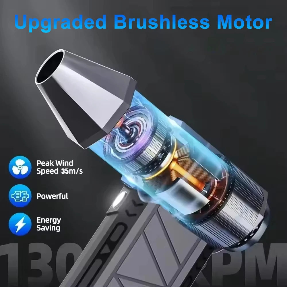 Cordless Air Duster Portable Turbo Air Blower with LED Light Rechargeable 3 Speed Cleaner