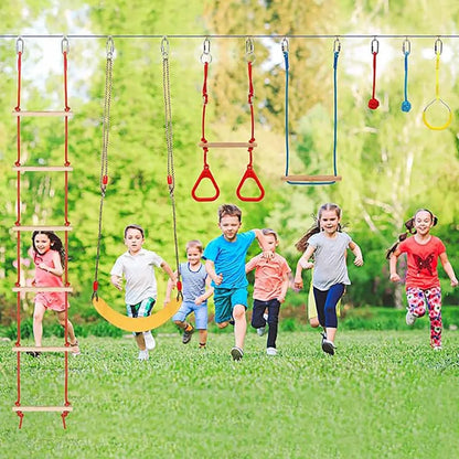 Backyard Ninja Obstacle Course Adjustable Kids Training Set with Monkey Bars and Climbing Obstacles