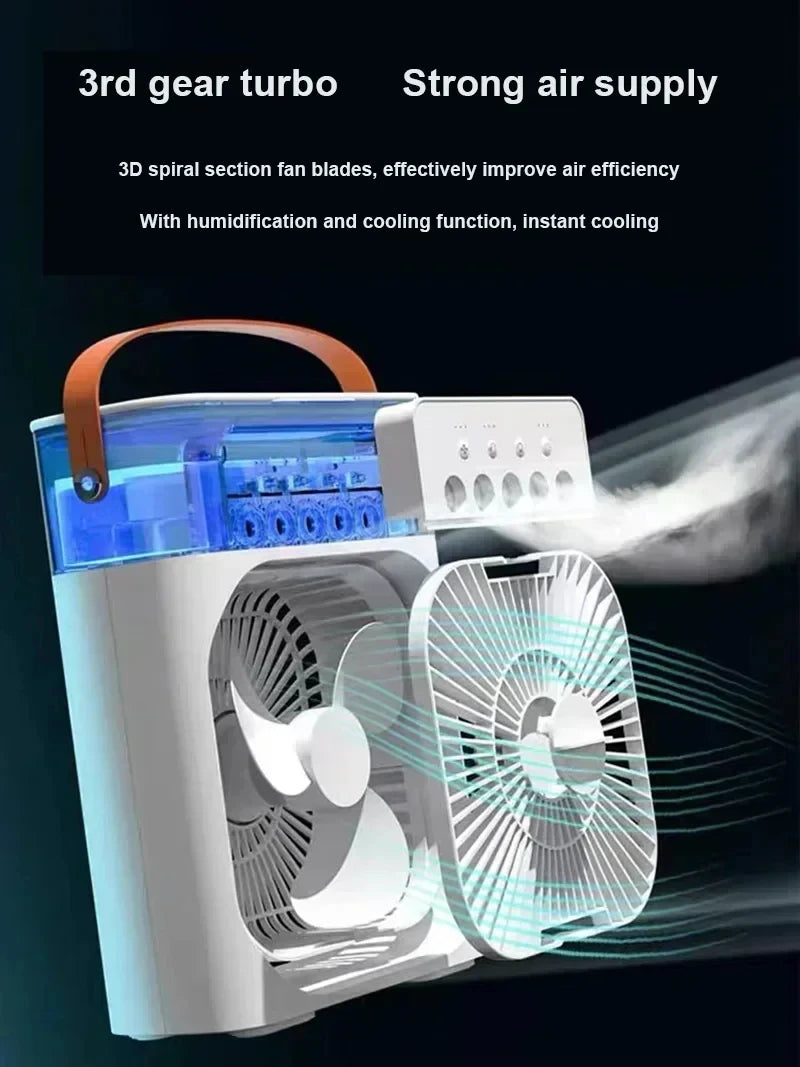 Air Cooler Fan Portable Cooling Fan with Mist 3 in 1 Personal Air Cooler Fan Evaporative Cooling Portable for Office Home Use