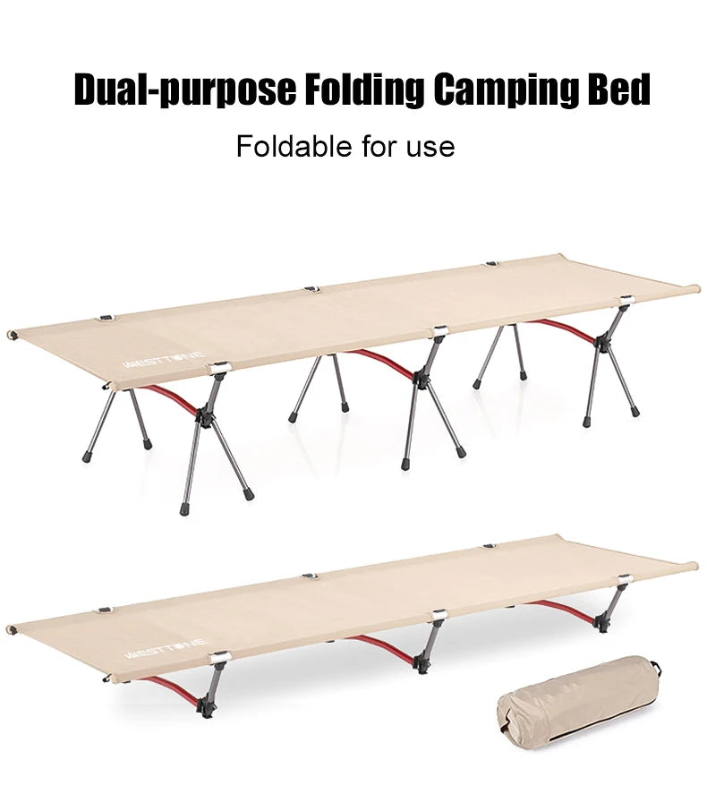 Ultralight Camping Cot Portable Folding Camp Bed with Adjustable Height Aluminum Frame
