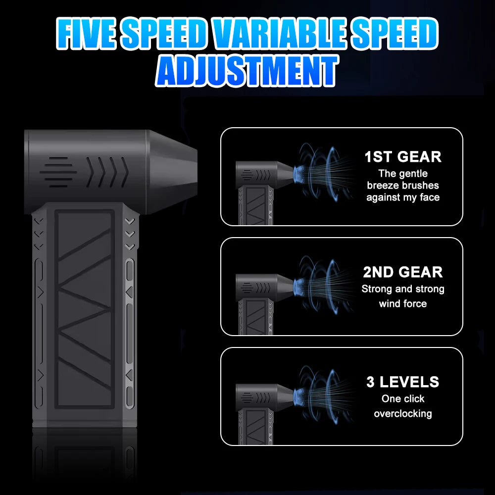 Cordless Air Duster Portable Turbo Air Blower with LED Light Rechargeable 3 Speed Cleaner