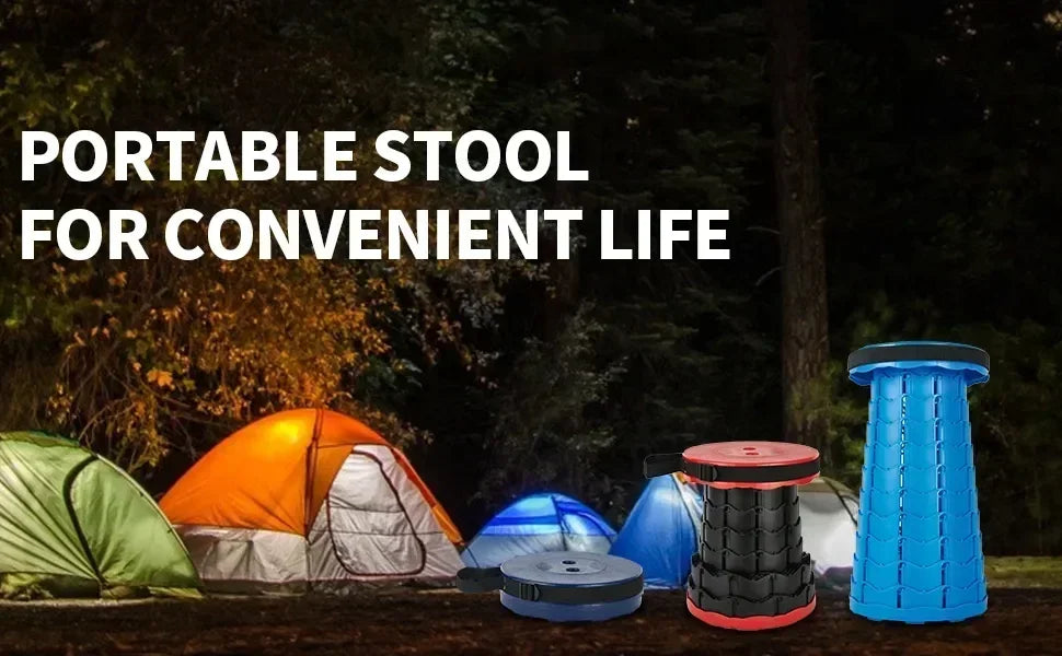 Portable Folding Stool Adjustable Retractable Camping Seat Lightweight Collapsible Travel Chair
