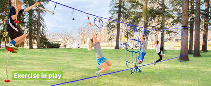 Backyard Ninja Obstacle Course Adjustable Kids Training Set with Monkey Bars and Climbing Obstacles