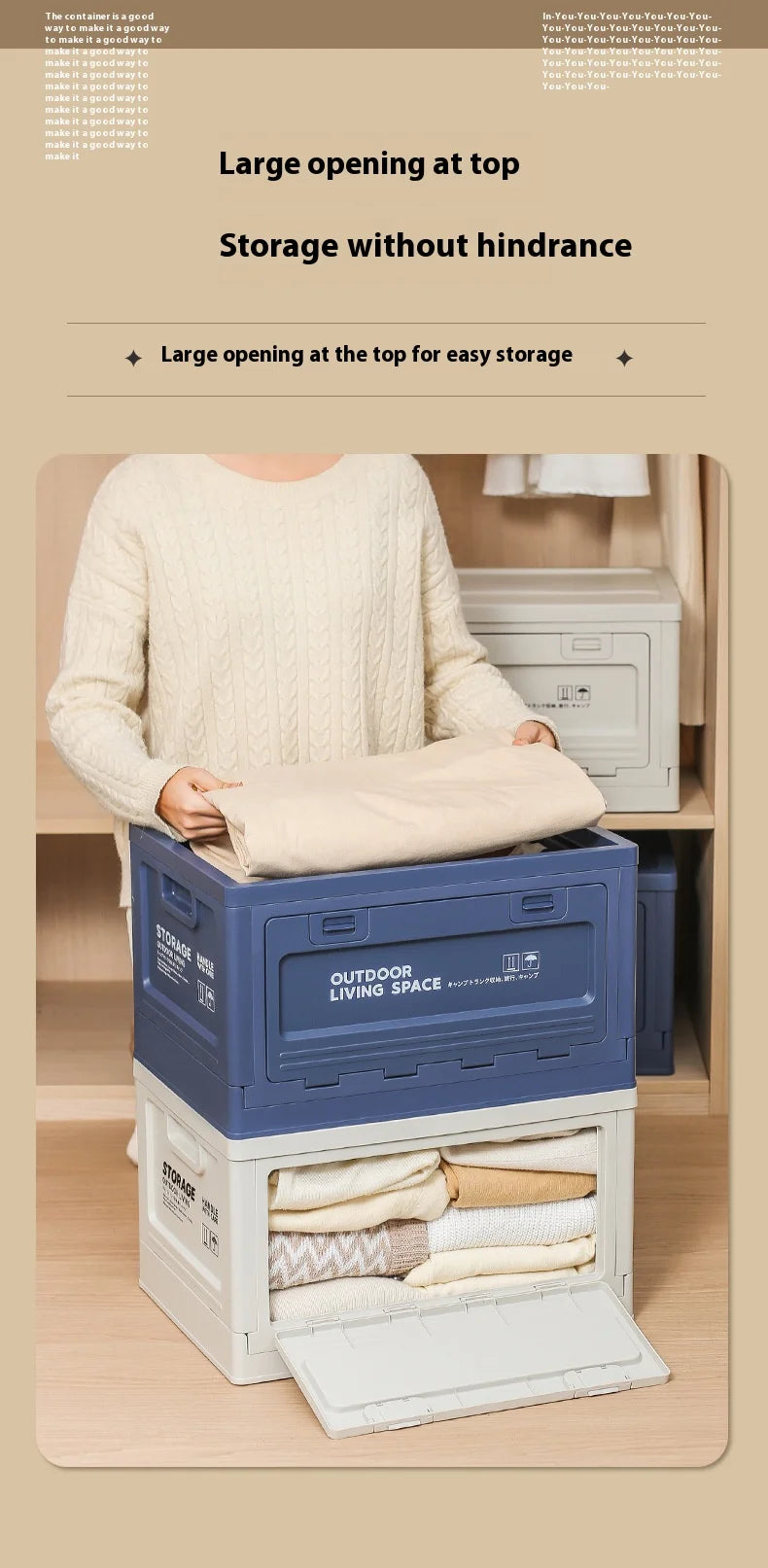 Outdoor Camping Folding Storage Box For Bedroom And Car Mounted Plastic Storage Cabinet For Clothes And Toys