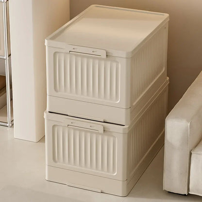 Plastic Folding Storage Bins With Lids Stackable Outdoor Camping Boxes Collapsible Closet Organizer Baskets