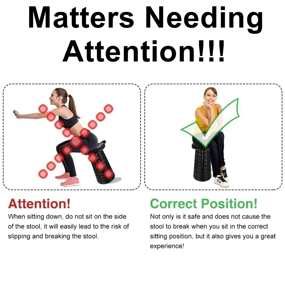 Portable Folding Stool Adjustable Retractable Camping Seat Lightweight Collapsible Travel Chair