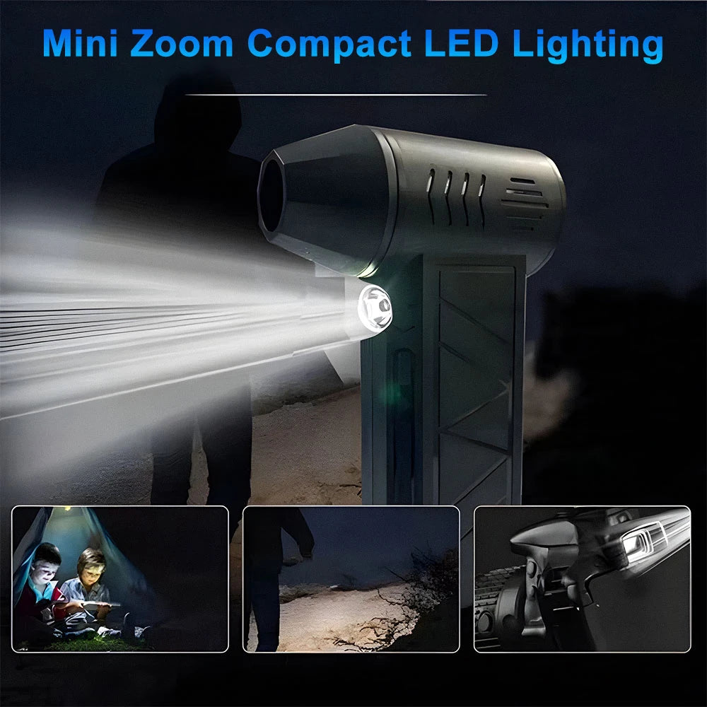 Cordless Air Duster Portable Turbo Air Blower with LED Light Rechargeable 3 Speed Cleaner