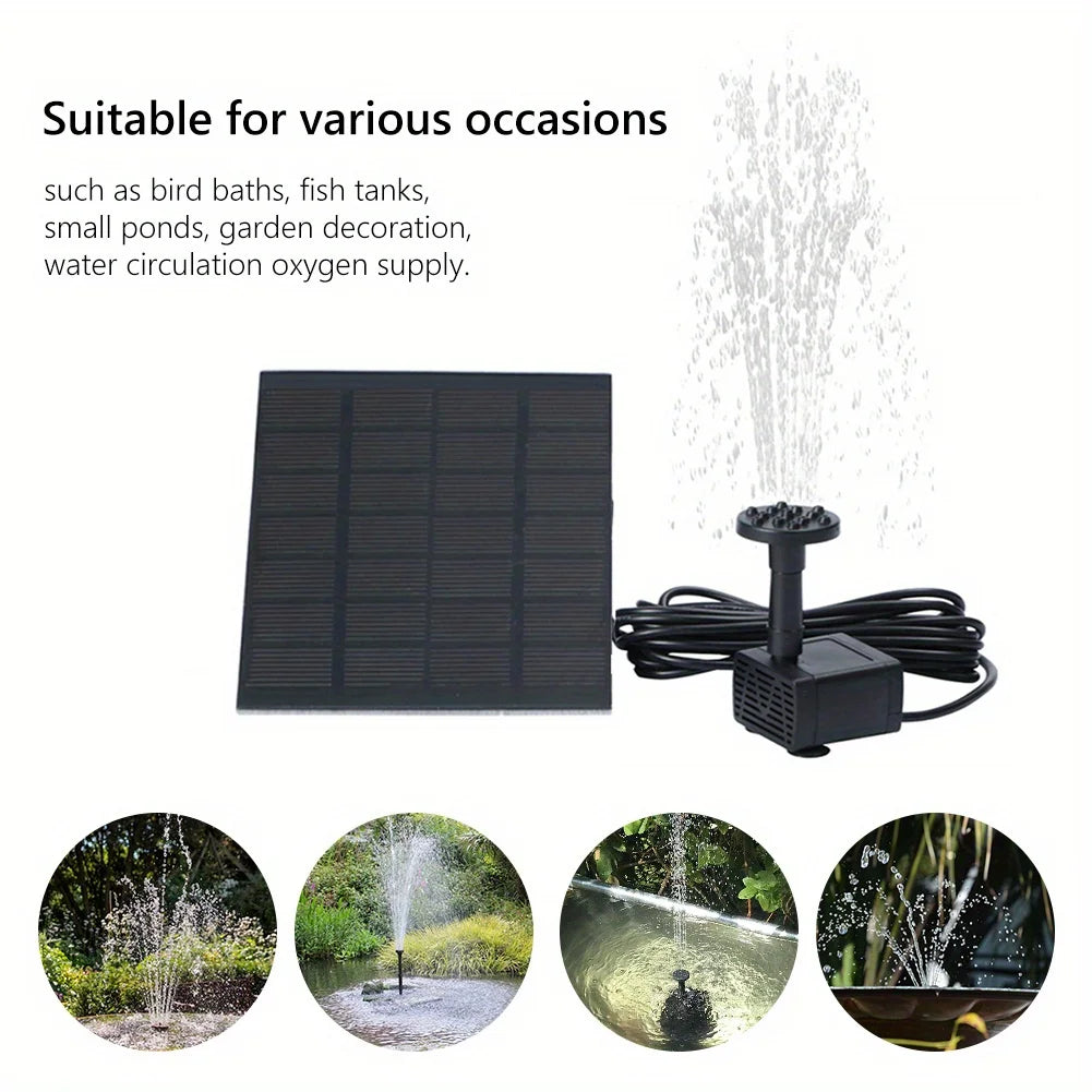 Outdoor Fountain Solar Floating Water Pump with 6 Spray Nozzles for Garden Pond and Bird Bath