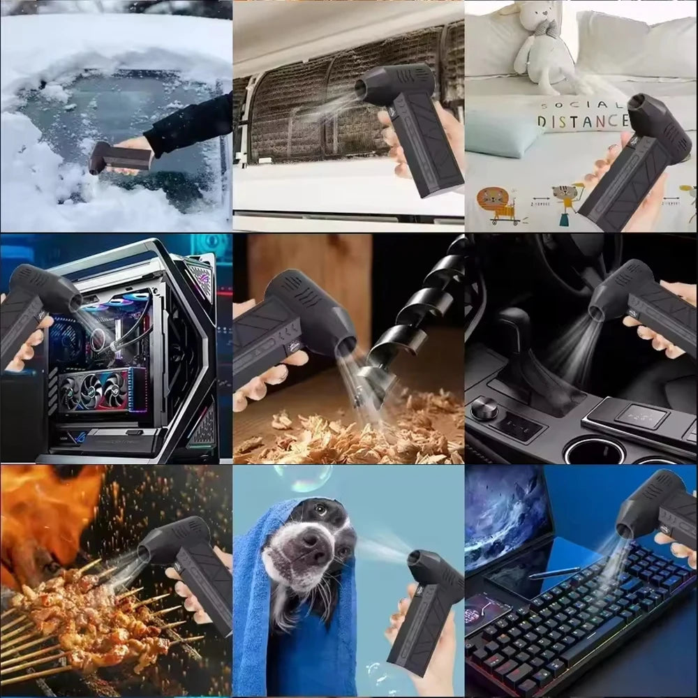 Cordless Air Duster Portable Turbo Air Blower with LED Light Rechargeable 3 Speed Cleaner