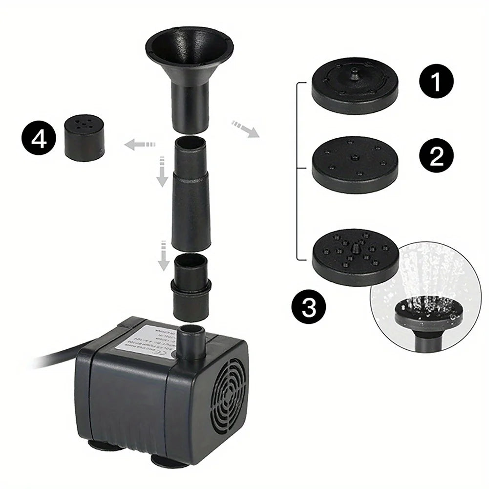 Outdoor Fountain Solar Floating Water Pump with 6 Spray Nozzles for Garden Pond and Bird Bath