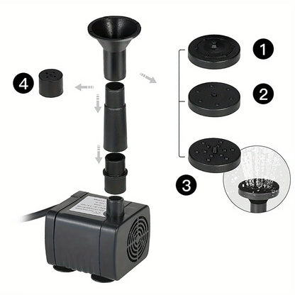 Outdoor Fountain Solar Floating Water Pump with 6 Spray Nozzles for Garden Pond and Bird Bath