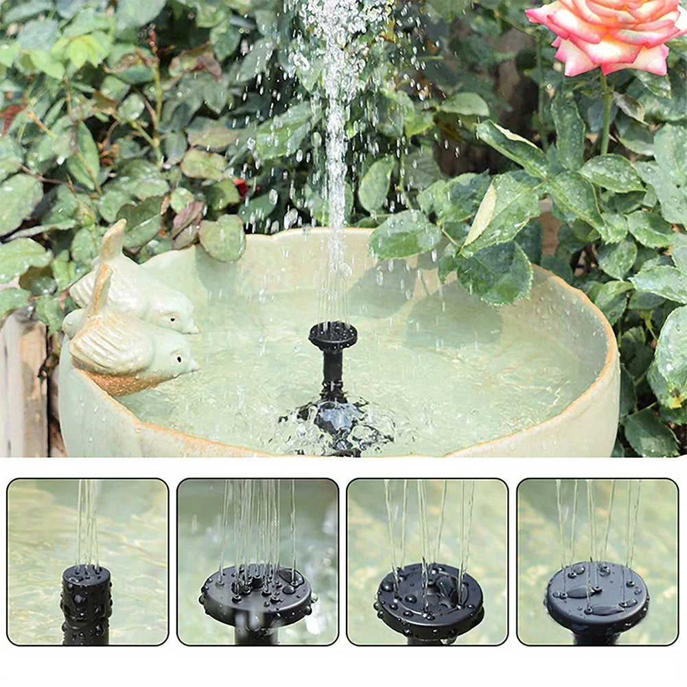 Outdoor Fountain Solar Floating Water Pump with 6 Spray Nozzles for Garden Pond and Bird Bath