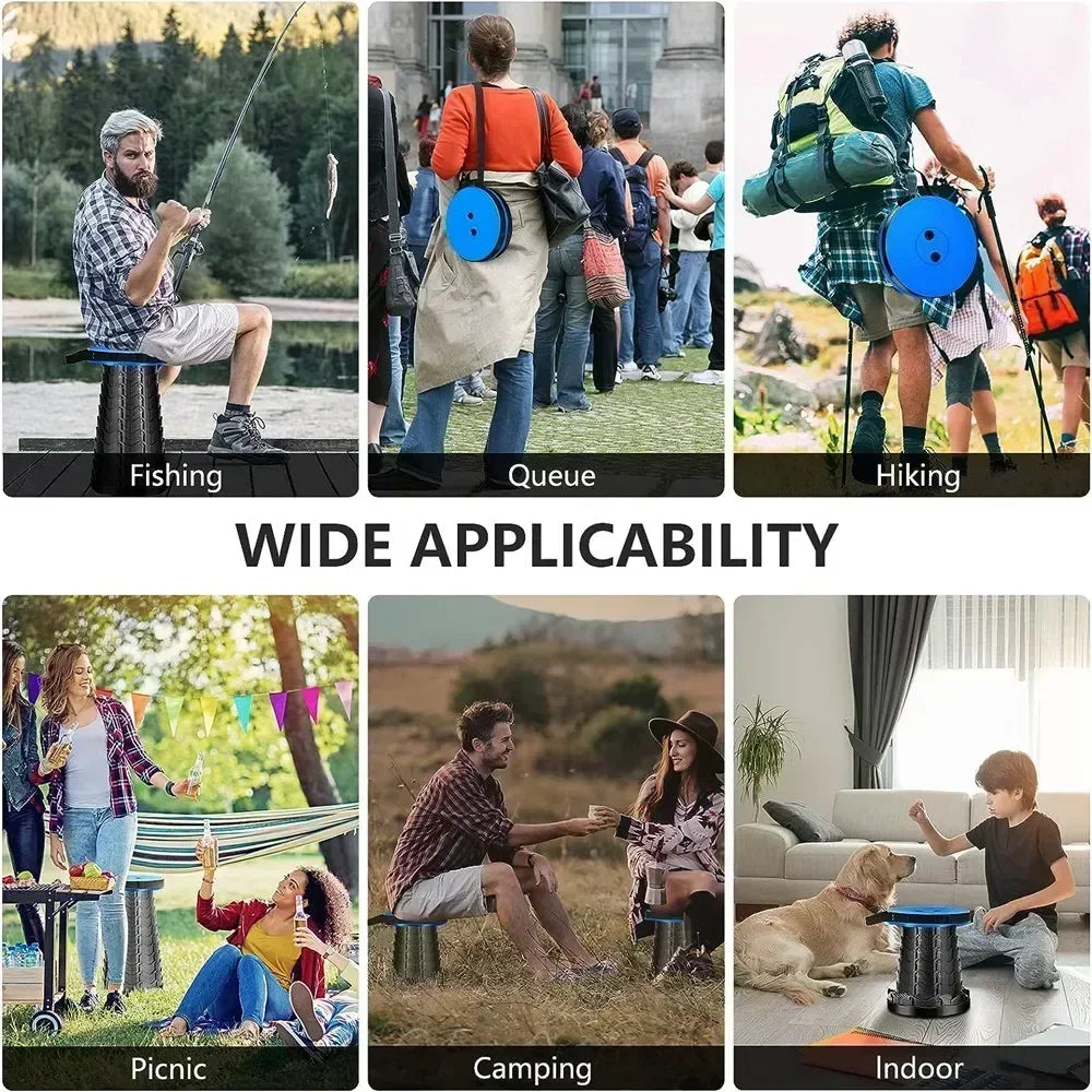 Portable Folding Stool Adjustable Retractable Camping Seat Lightweight Collapsible Travel Chair