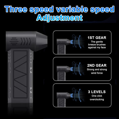 Cordless Air Duster Portable Turbo Air Blower with LED Light Rechargeable 3 Speed Cleaner